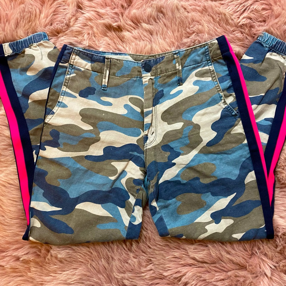 Mother Camo the No Zip Misfit pink stripe jogger